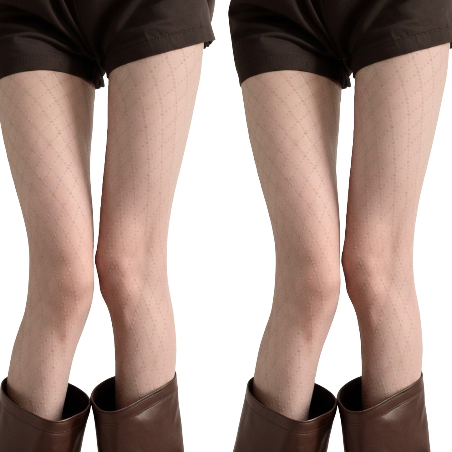 Anna-Kaci 2pcs Women's Sheer Full Length Tights with Diamond Mesh Pattern and Soft Stretch Fit for Stylish Textured Feminine Legwear