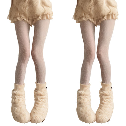 Anna-Kaci 2pcs Women's Sheer Full Length Tights with Diamond Mesh Pattern and Soft Stretch Fit for Stylish Textured Feminine Legwear