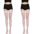 Anna-Kaci 2pcs Women's Sheer Thigh High Stockings with Decorative Lace Top Detail and Soft Stretch Fit for Elegant Feminine Legwear Styling