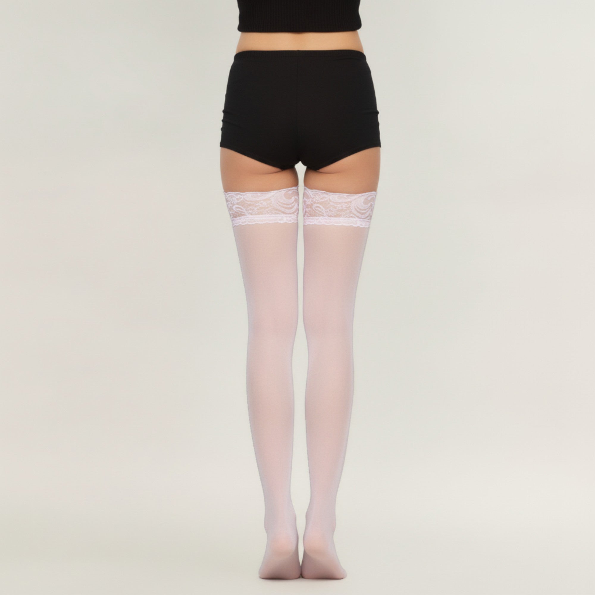 Anna-Kaci Women's Sheer Thigh High Stockings with Decorative Lace Top Detail and Soft Stretch Fit for Elegant Feminine Legwear Styling