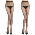 Anna-Kaci 2pcs Women's Fishnet Full Length Tights with Rhinestone Embellishments and Soft Stretch Fit for Sparkling Stylish Legwear