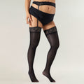 Anna-Kaci Women's Maternity Sheer Thigh High Stockings with Soft Stretch Fit and Decorative Lace Top Detail for Elegant Feminine Styling