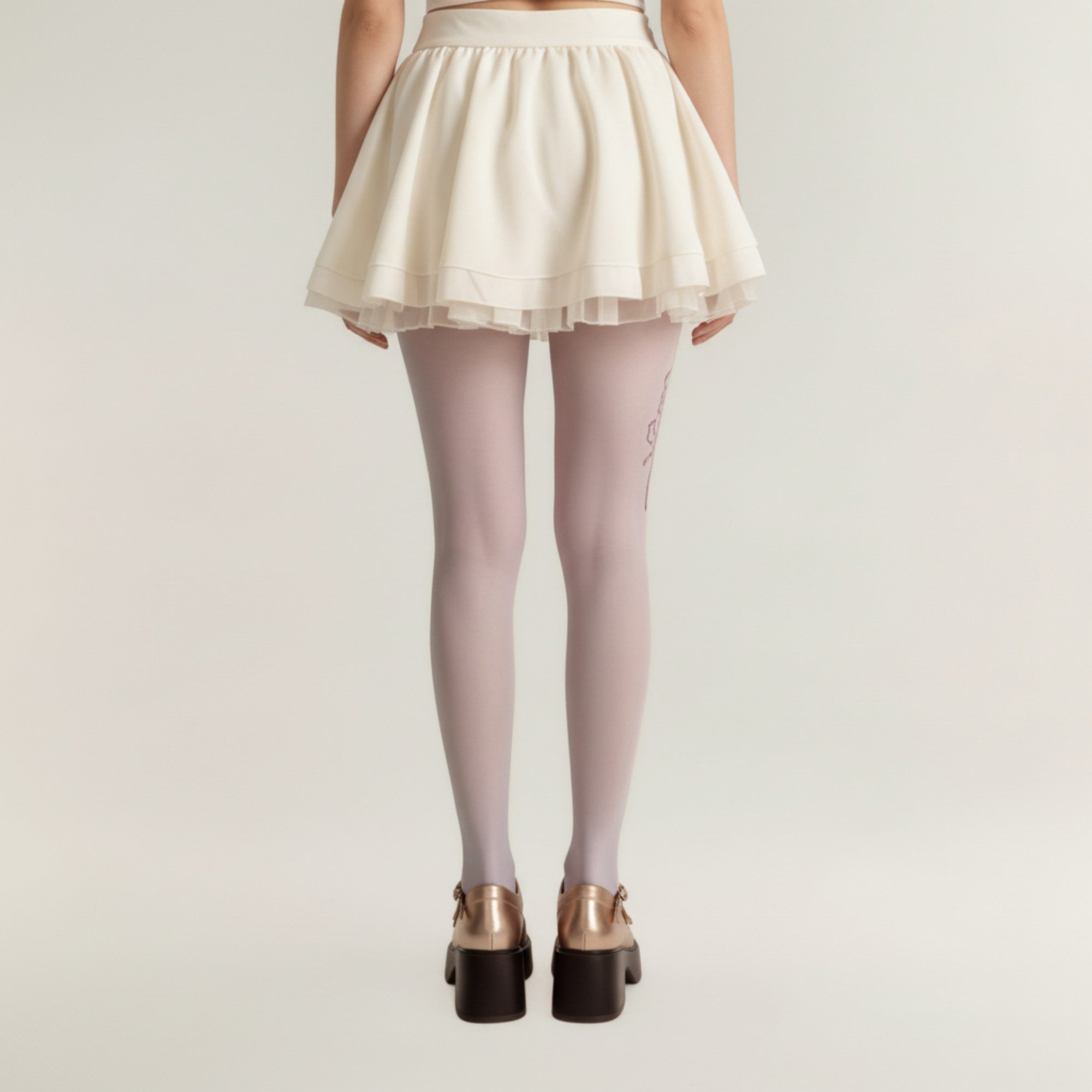 Anna-Kaci Women's Sheer Full Length Tights with Decorative Bow Thigh Print and Soft Stretch Fit for Delicate Feminine Styling