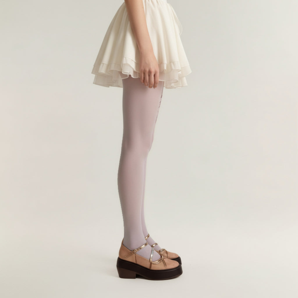 Anna-Kaci Women's Sheer Full Length Tights with Decorative Bow Thigh Print and Soft Stretch Fit for Delicate Feminine Styling