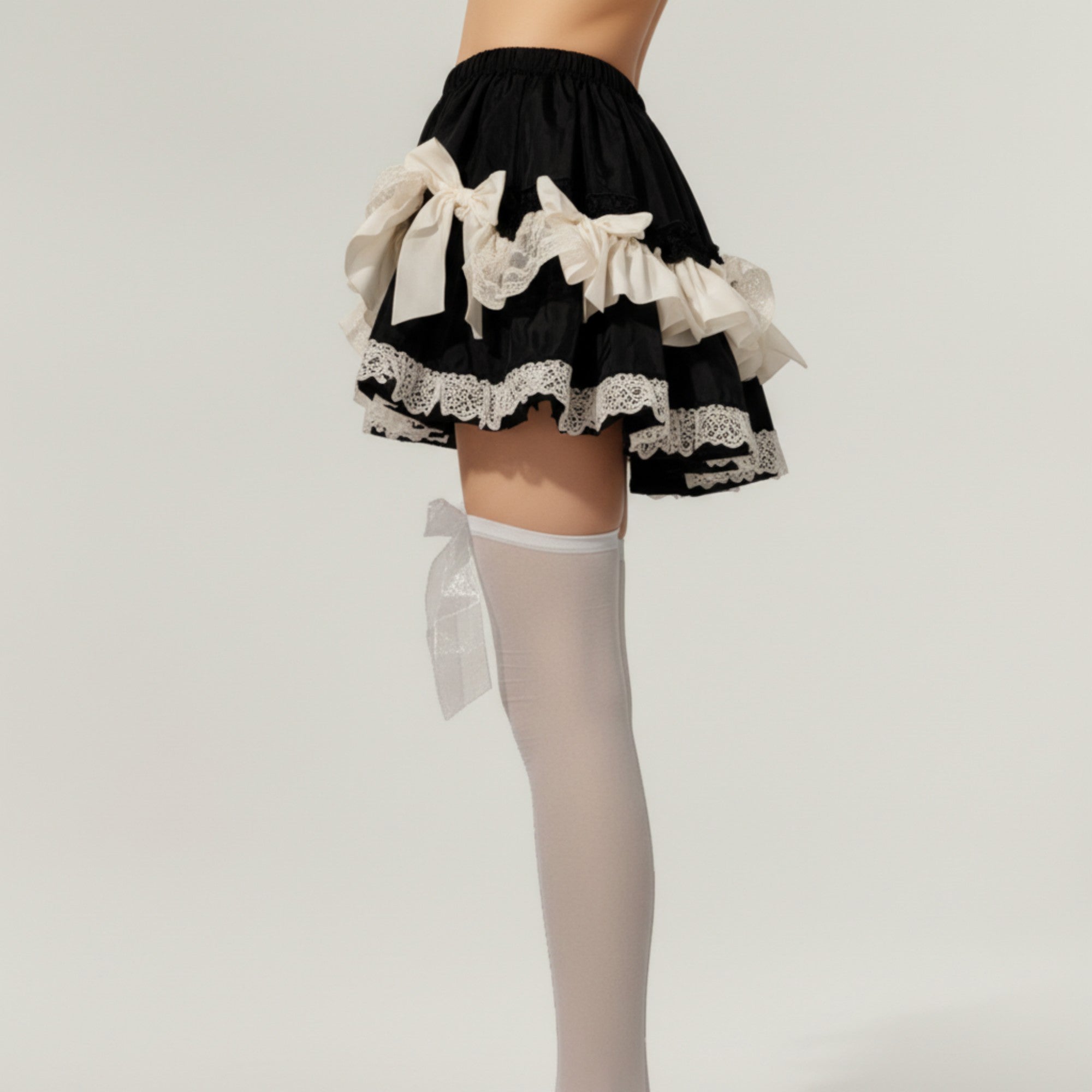 Anna-Kaci Women's Sheer Thigh High Stockings with Oversized Organza Bow Accents and Soft Stretch Fit for Elegant Feminine Styling