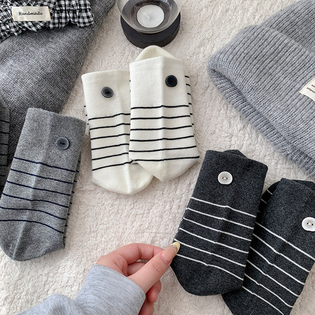 Anna-Kaci Womens Cotton Crew Socks 6 Pair Pack Striped Accent Soft Breathable