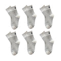 Anna-Kaci Womens Cotton Crew Socks 6 Pair Pack Striped Accent Soft Breathable