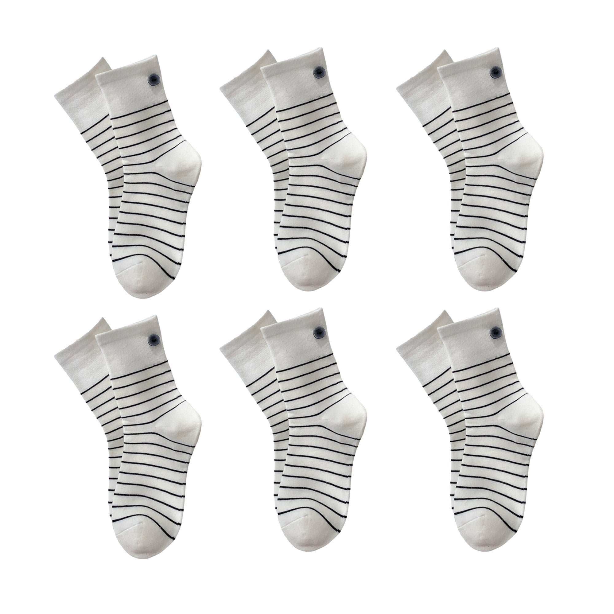 Anna-Kaci Womens Cotton Crew Socks 6 Pair Pack Striped Accent Soft Breathable