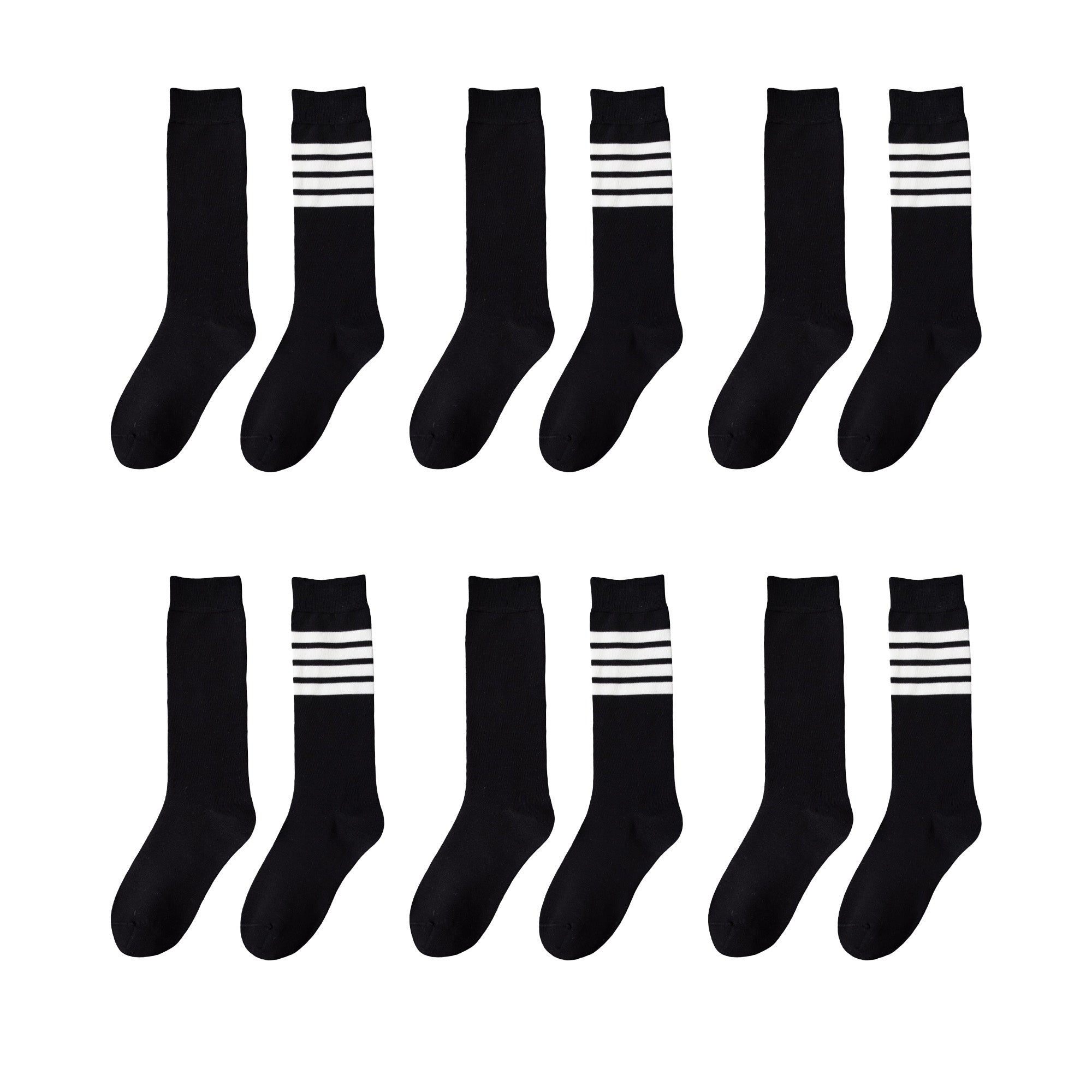 Anna-Kaci Womens Cotton Crew Socks 6 Pairs Striped Athletic Design Soft Breathable Comfort