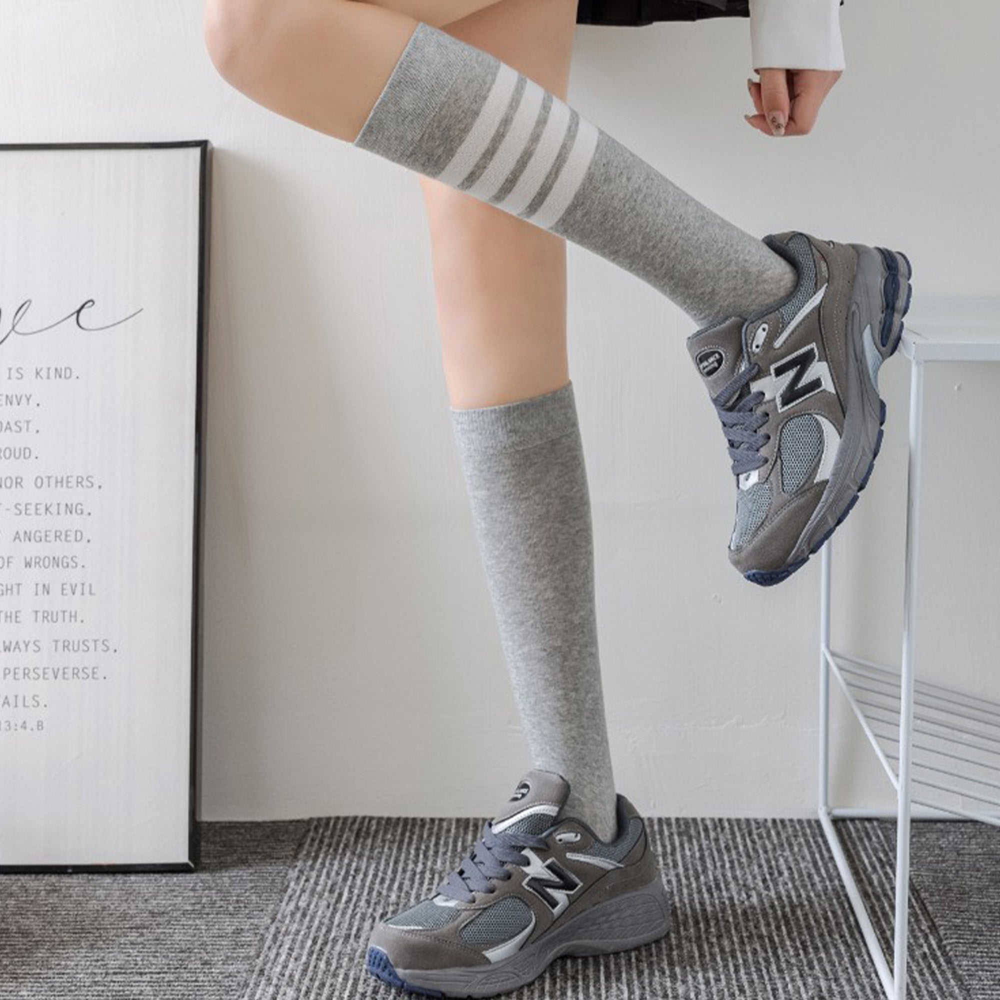Anna-Kaci Womens Cotton Crew Socks 6 Pairs Striped Athletic Design Soft Breathable Comfort