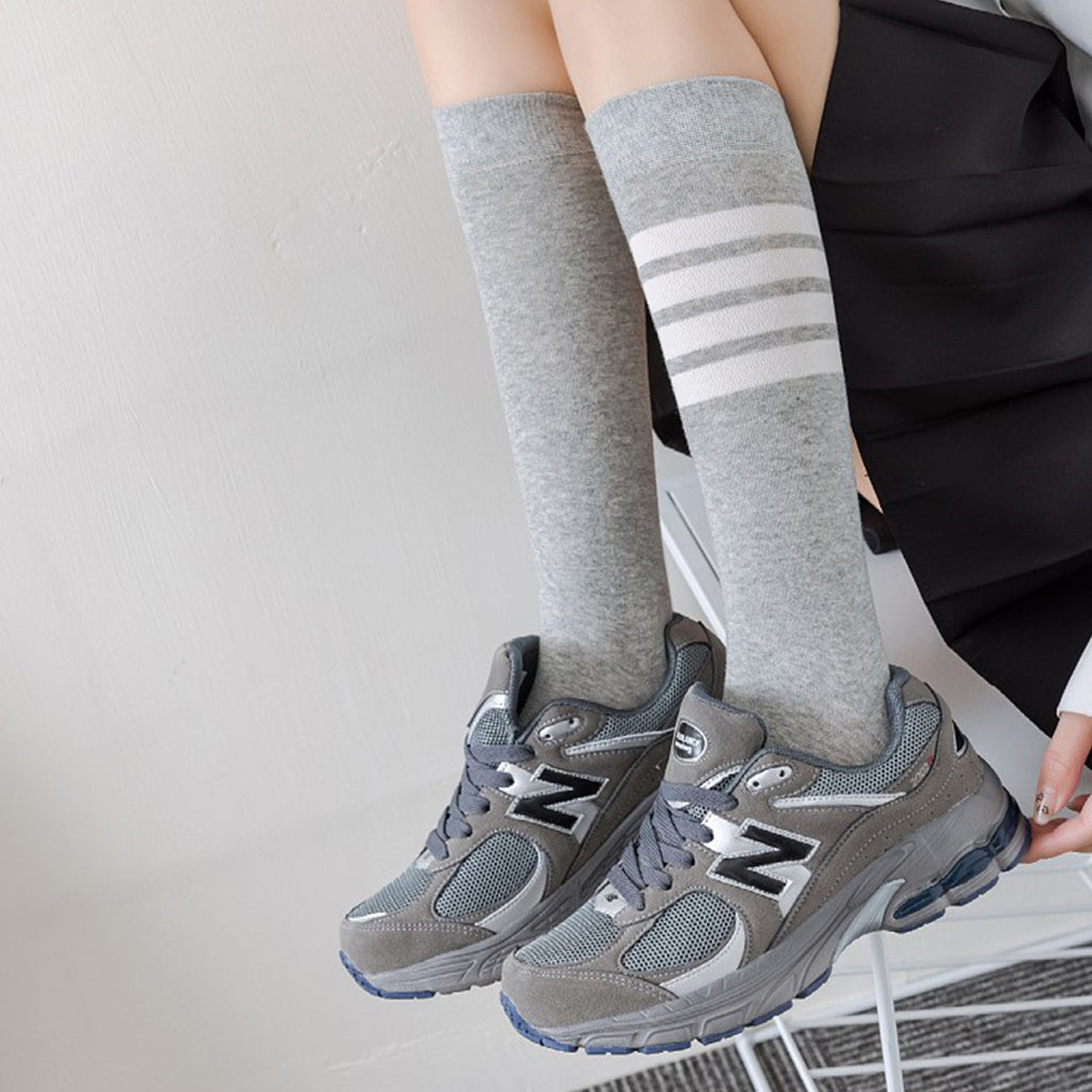 Anna-Kaci Womens Cotton Crew Socks 6 Pairs Striped Athletic Design Soft Breathable Comfort