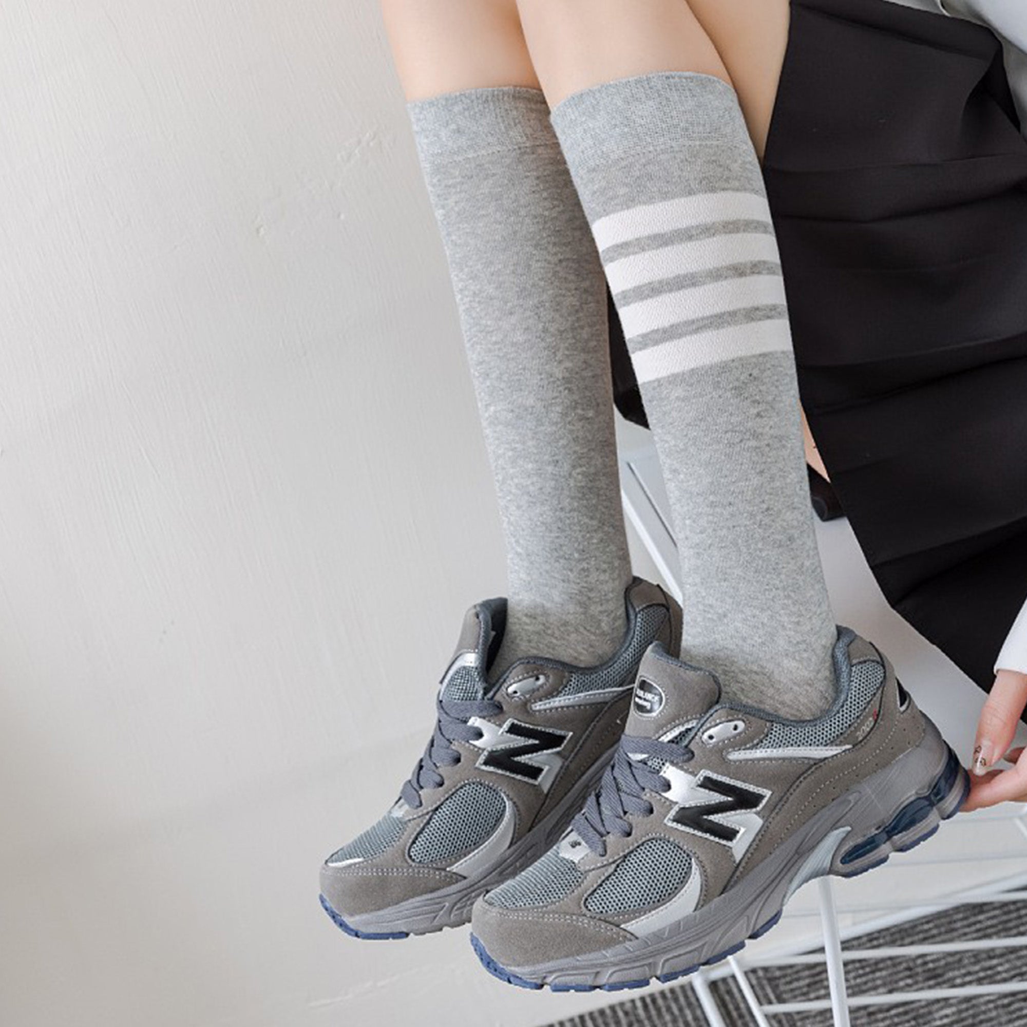 Anna-Kaci Womens Cotton Crew Socks 6 Pairs Striped Athletic Design Soft Breathable Comfort
