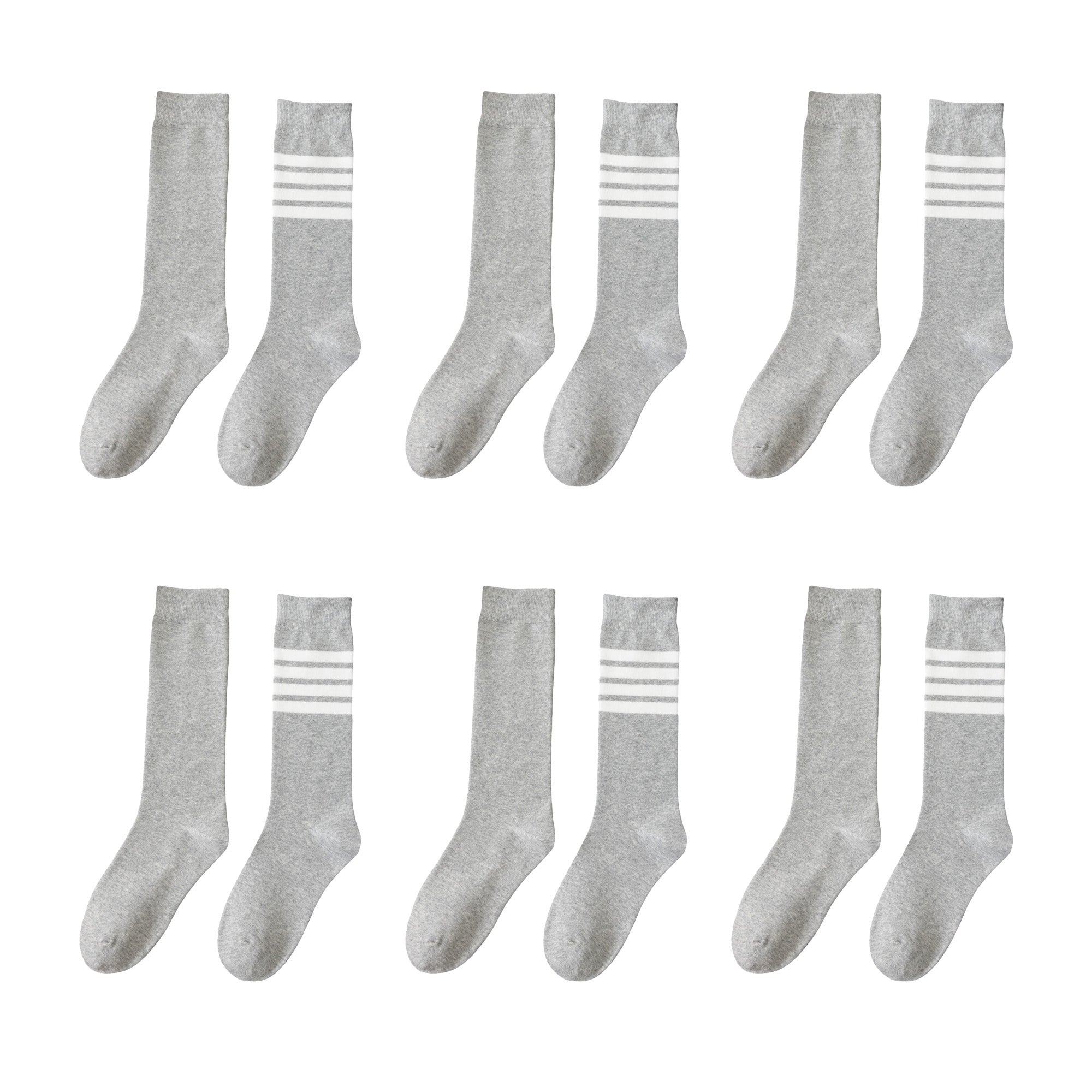 Anna-Kaci Womens Cotton Crew Socks 6 Pairs Striped Athletic Design Soft Breathable Comfort