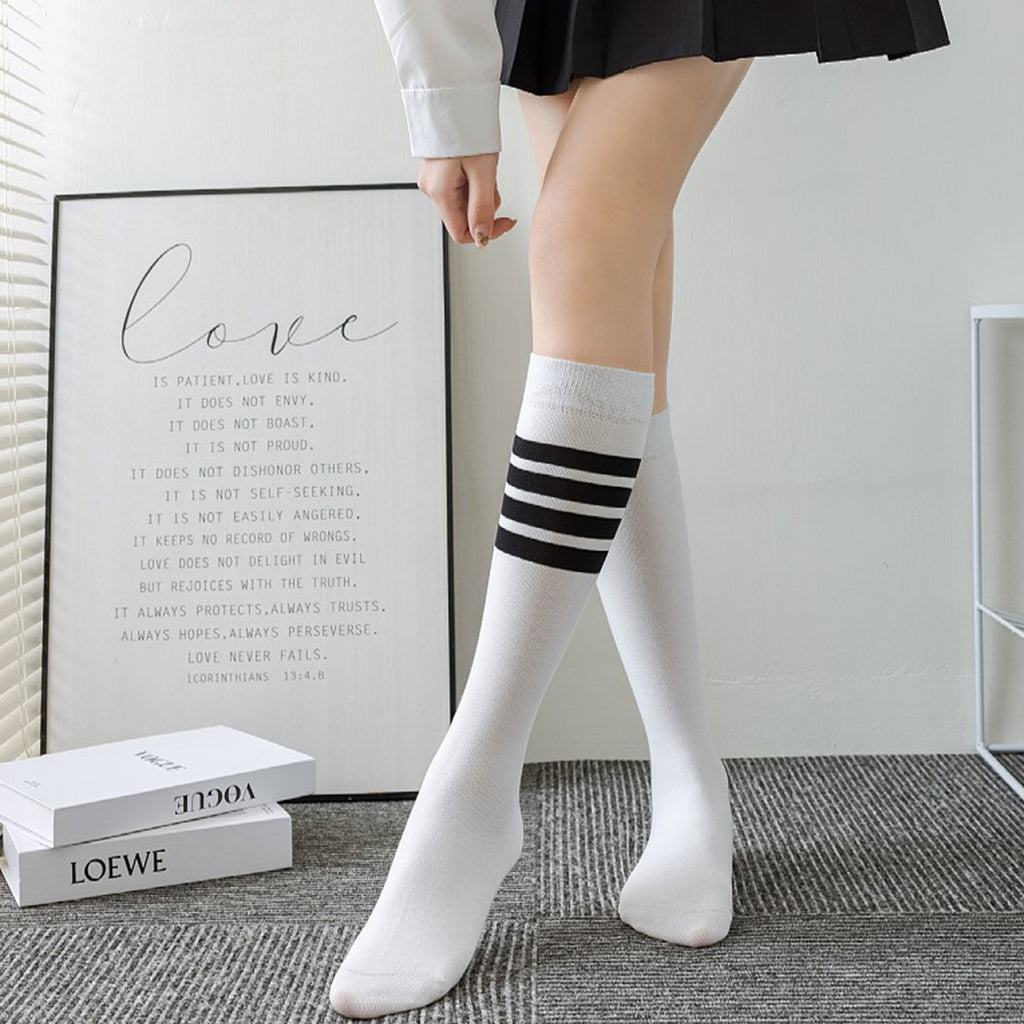Anna-Kaci Womens Cotton Crew Socks 6 Pairs Striped Athletic Design Soft Breathable Comfort