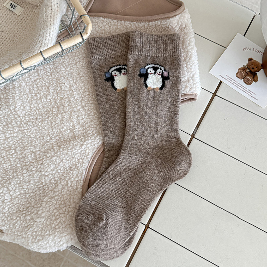 Anna-Kaci Womens Soft Cotton Crew Socks 6 Pairs Cute Animal Embroidery Comfortable
