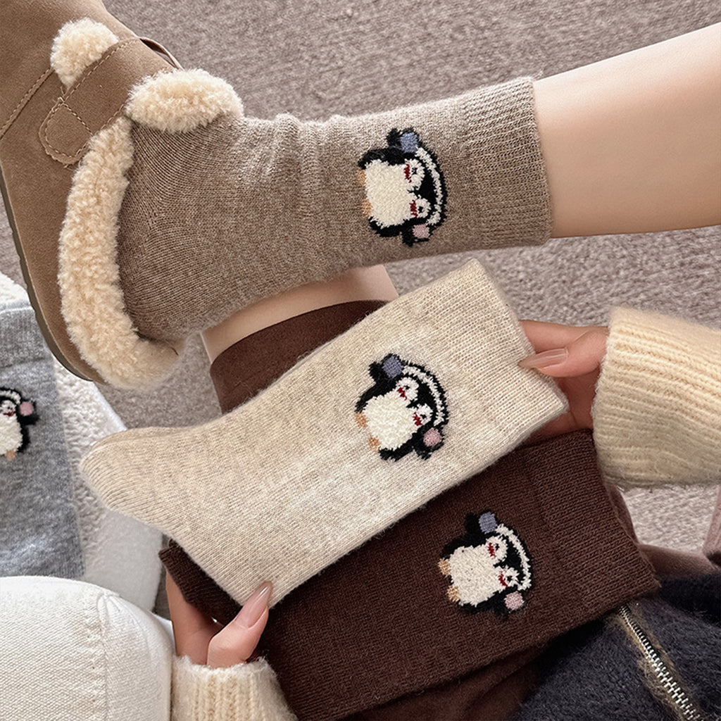 Anna-Kaci Womens Soft Cotton Crew Socks 6 Pairs Cute Animal Embroidery Comfortable