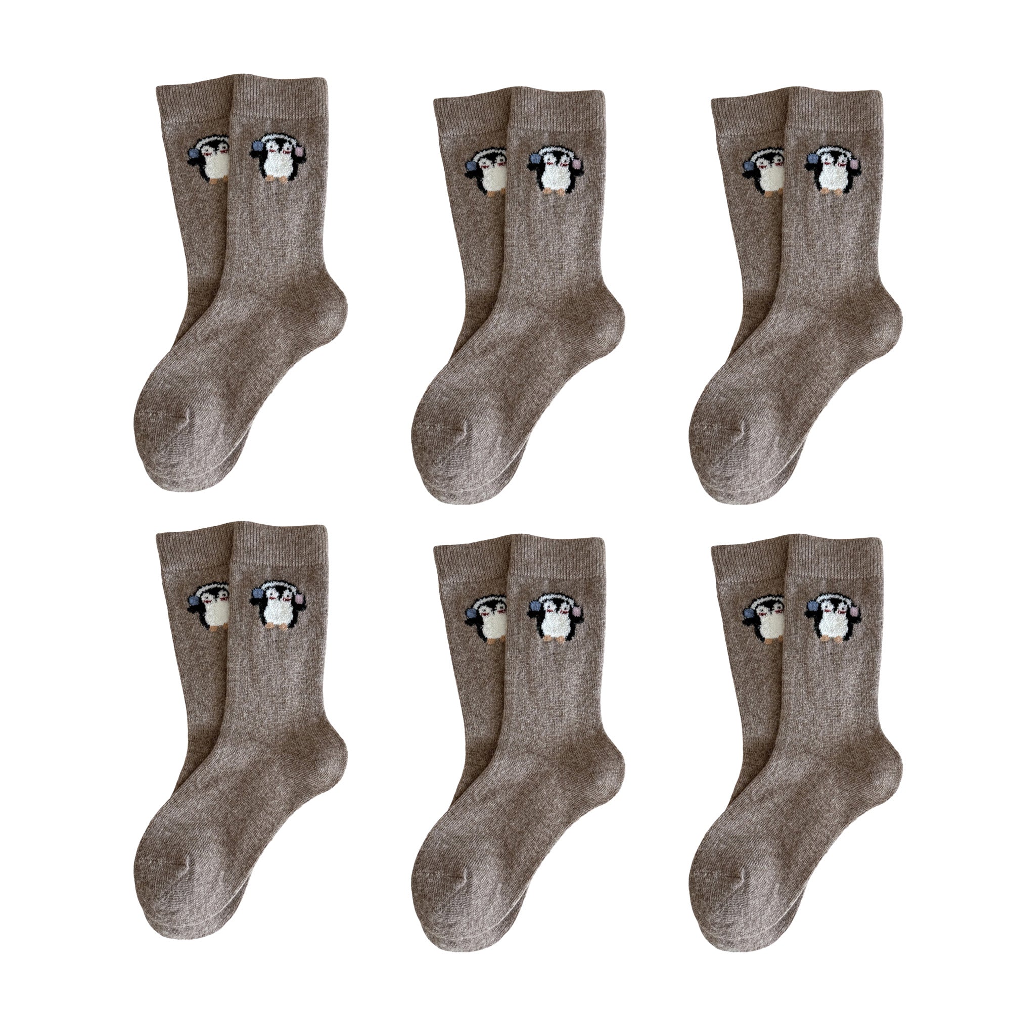 Anna-Kaci Womens Soft Cotton Crew Socks 6 Pairs Cute Animal Embroidery Comfortable