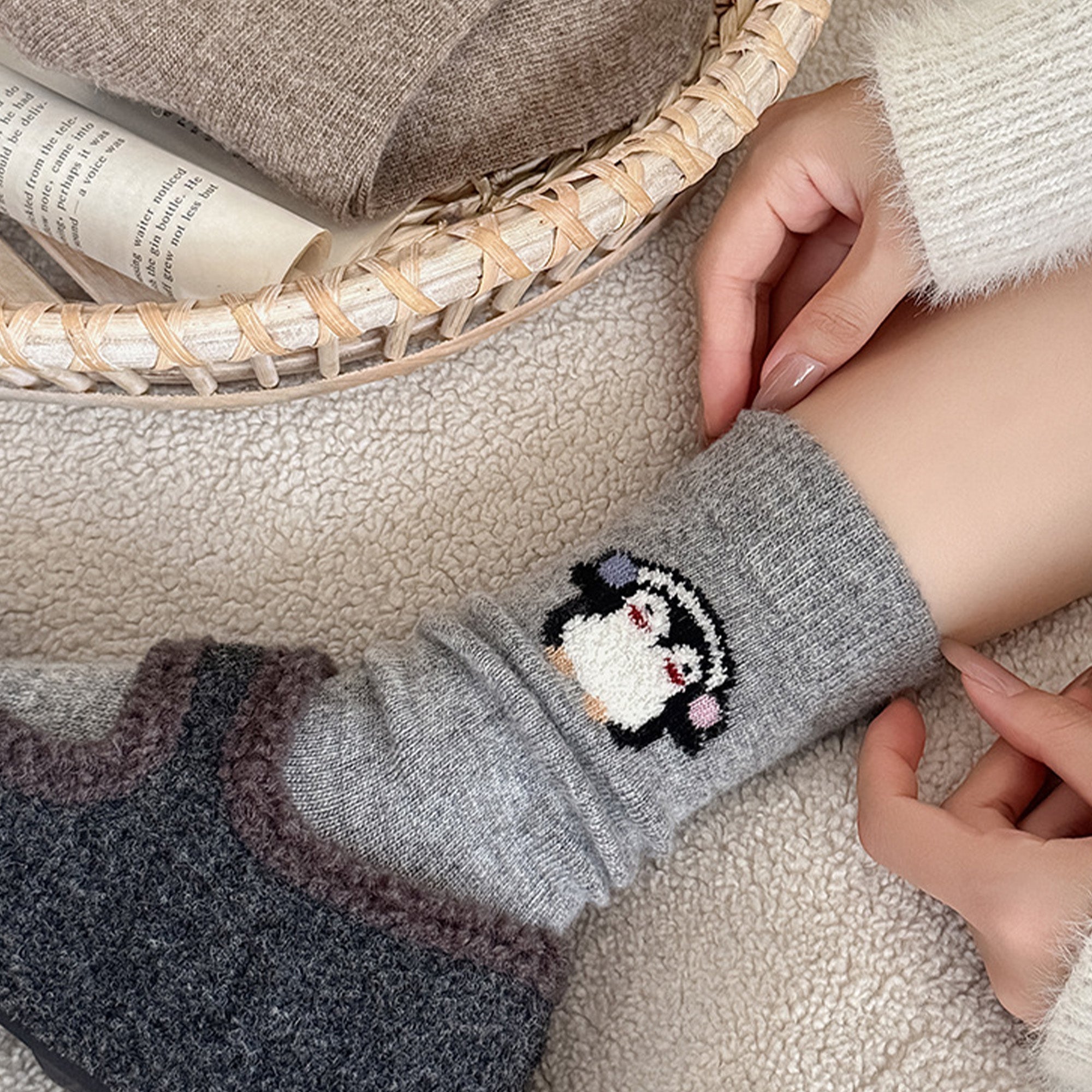 Anna-Kaci Womens Soft Cotton Crew Socks 6 Pairs Cute Animal Embroidery Comfortable