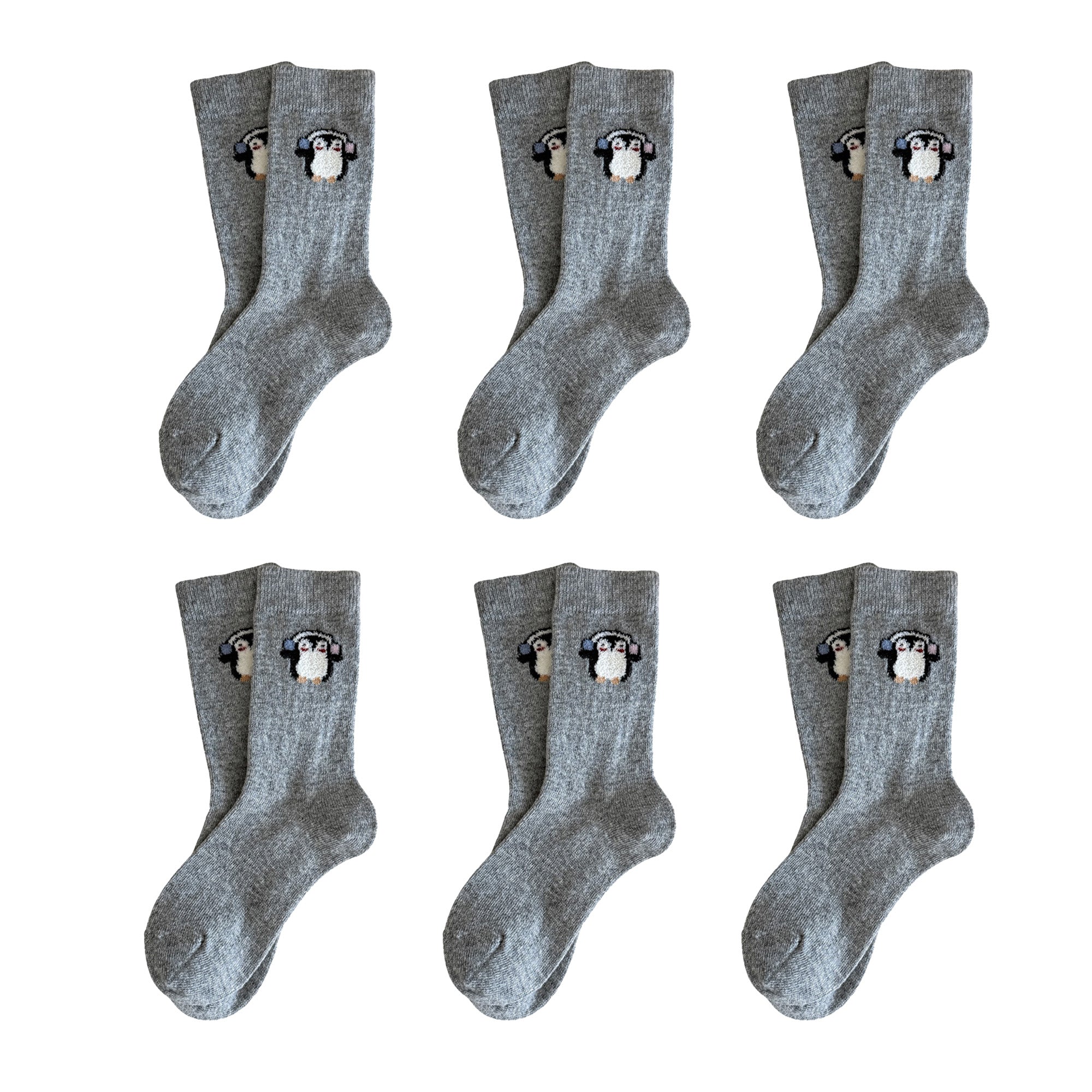 Anna-Kaci Womens Soft Cotton Crew Socks 6 Pairs Cute Animal Embroidery Comfortable