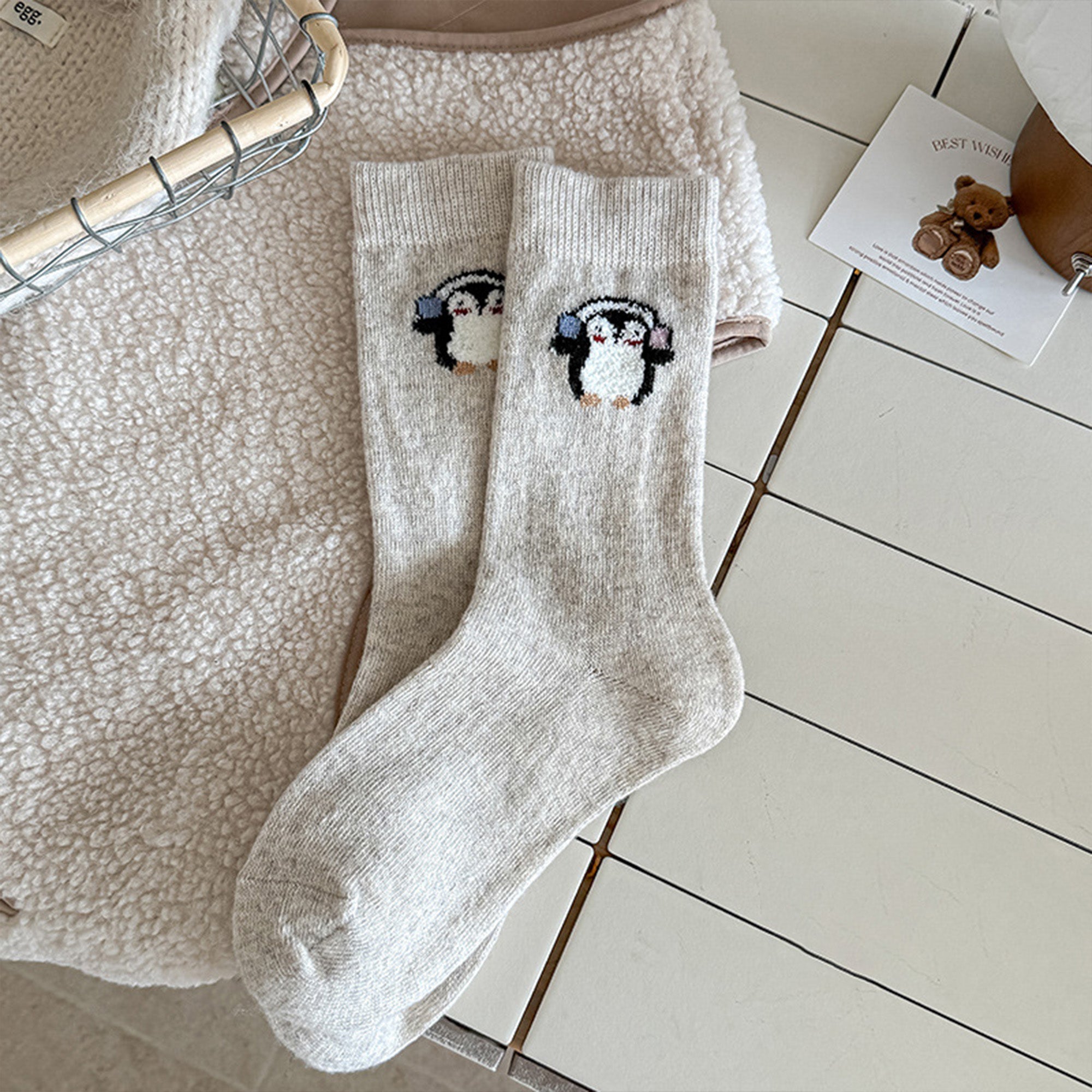 Anna-Kaci Womens Soft Cotton Crew Socks 6 Pairs Cute Animal Embroidery Comfortable