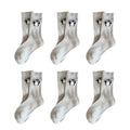 Anna-Kaci Womens Soft Cotton Crew Socks 6 Pairs Cute Animal Embroidery Comfortable