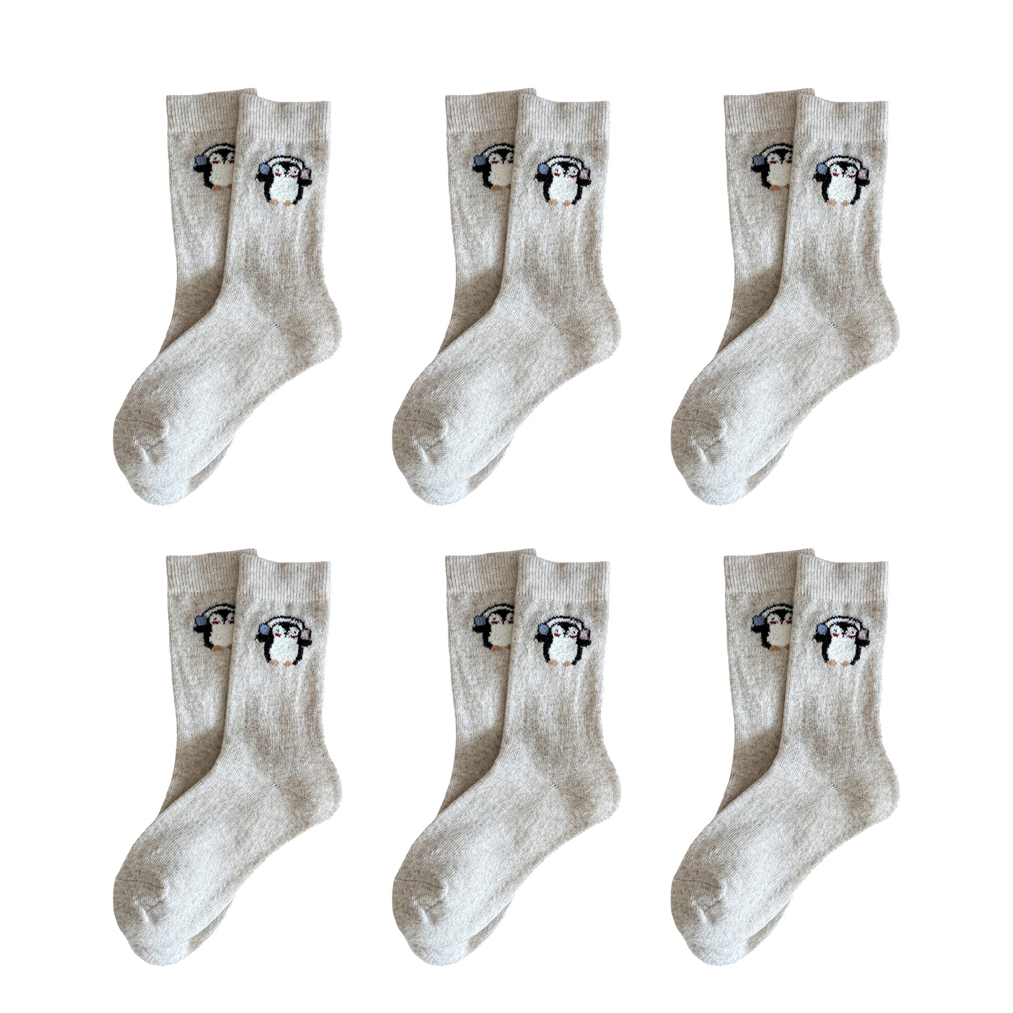 Anna-Kaci Womens Soft Cotton Crew Socks 6 Pairs Cute Animal Embroidery Comfortable