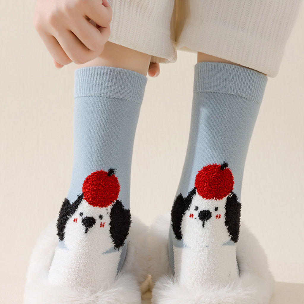 Anna-Kaci Womens Pure Cotton Crew Socks 6 Pairs Soft Breathable Cute Cartoon Design