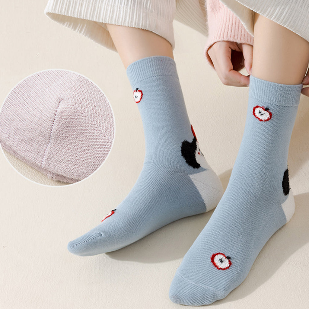 Anna-Kaci Womens Pure Cotton Crew Socks 6 Pairs Soft Breathable Cute Cartoon Design