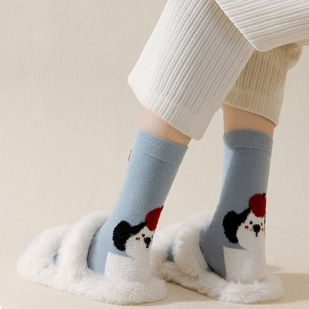 Anna-Kaci Womens Pure Cotton Crew Socks 6 Pairs Soft Breathable Cute Cartoon Design