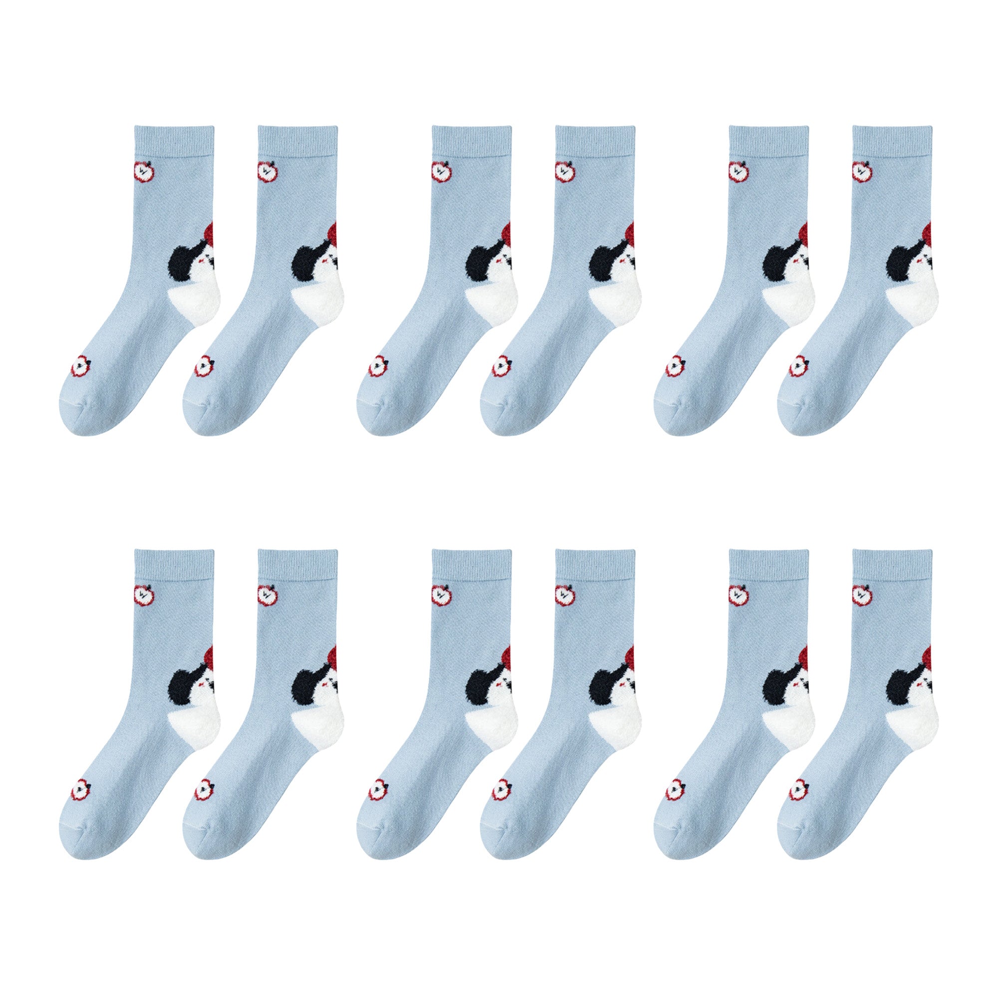 Anna-Kaci Womens Pure Cotton Crew Socks 6 Pairs Soft Breathable Cute Cartoon Design
