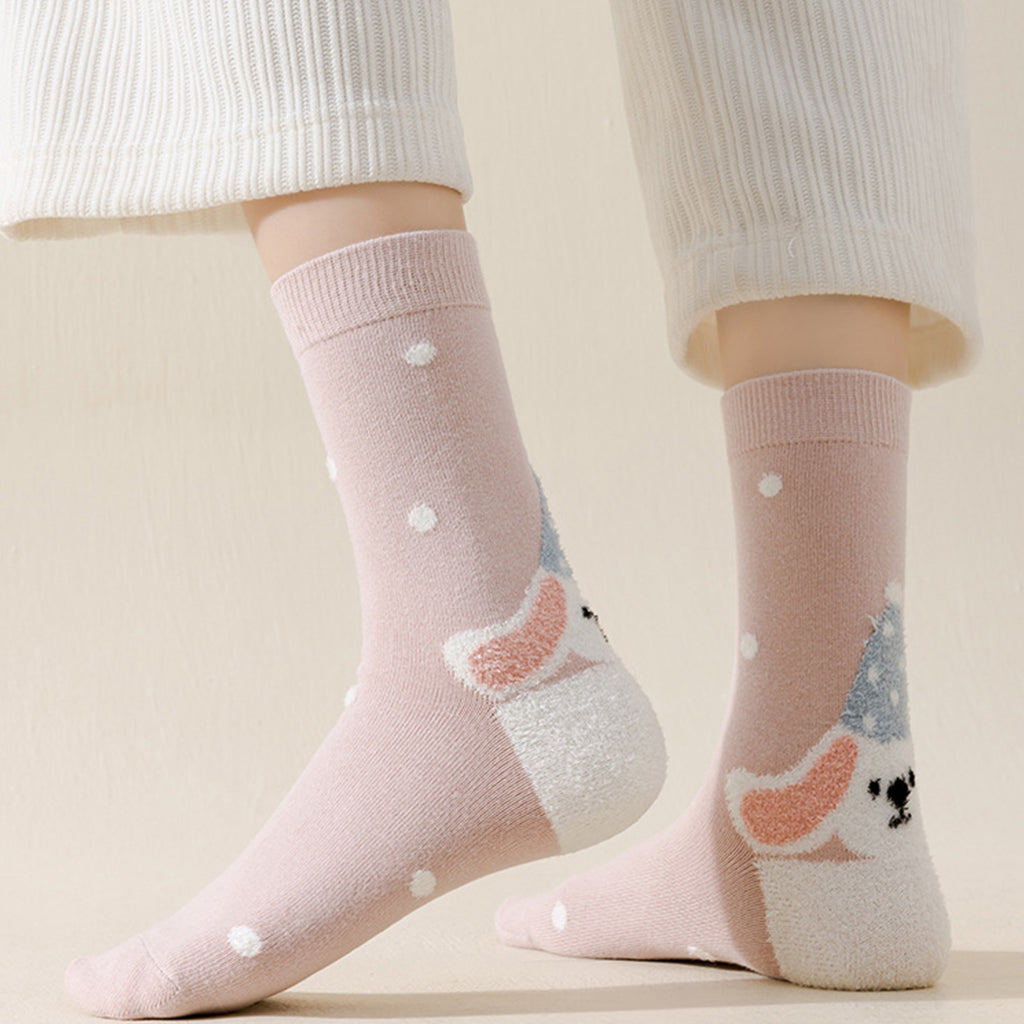 Anna-Kaci Womens Pure Cotton Crew Socks 6 Pairs Soft Breathable Cute Cartoon Design