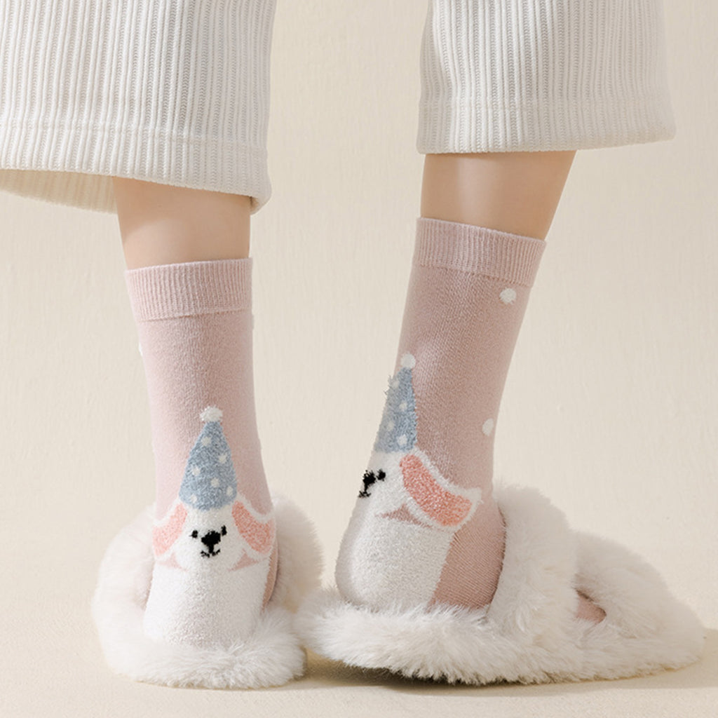 Anna-Kaci Womens Pure Cotton Crew Socks 6 Pairs Soft Breathable Cute Cartoon Design
