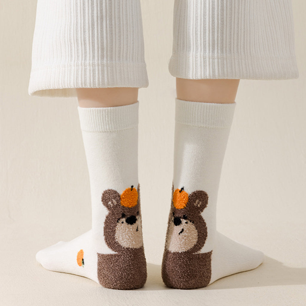 Anna-Kaci Womens Pure Cotton Crew Socks 6 Pairs Soft Breathable Cute Cartoon Design