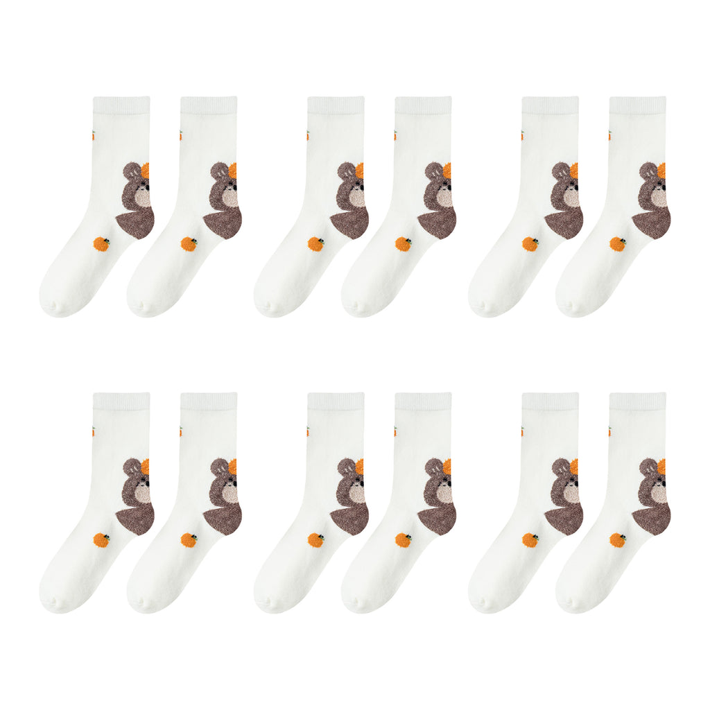 Anna-Kaci Womens Pure Cotton Crew Socks 6 Pairs Soft Breathable Cute Cartoon Design