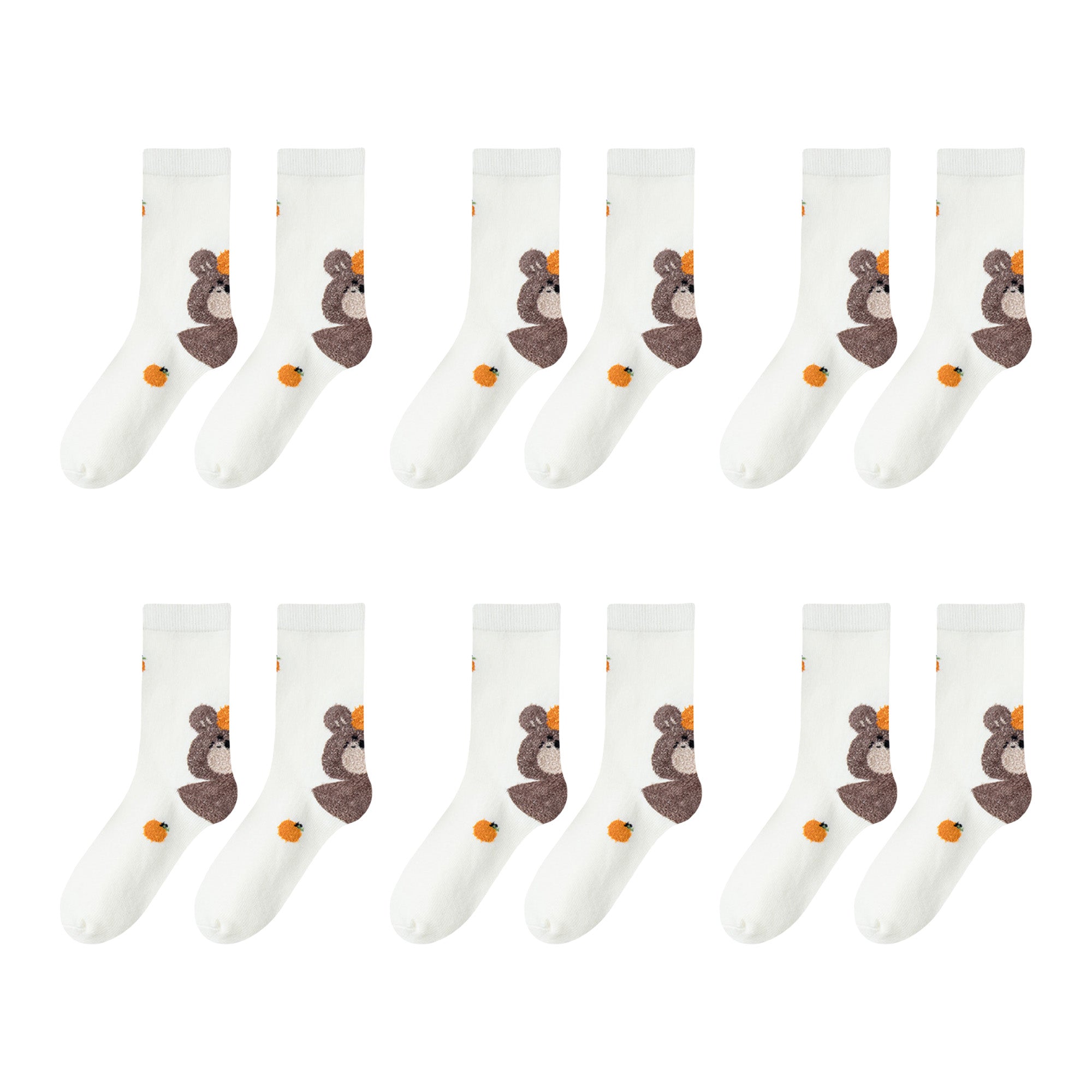 Anna-Kaci Womens Pure Cotton Crew Socks 6 Pairs Soft Breathable Cute Cartoon Design