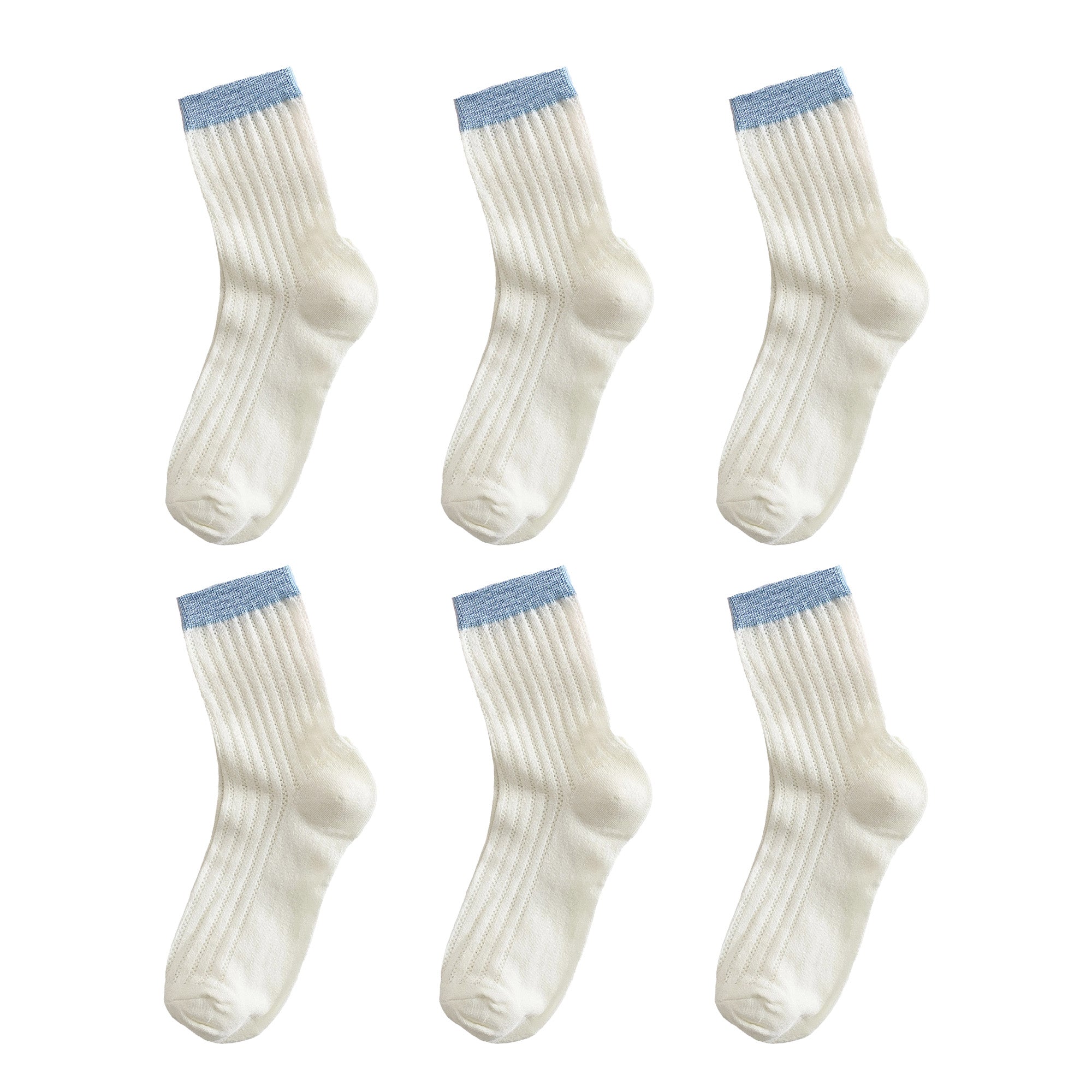 Anna-Kaci Womens Breathable Cotton Mesh Crew Socks 6 Pairs Lightweight