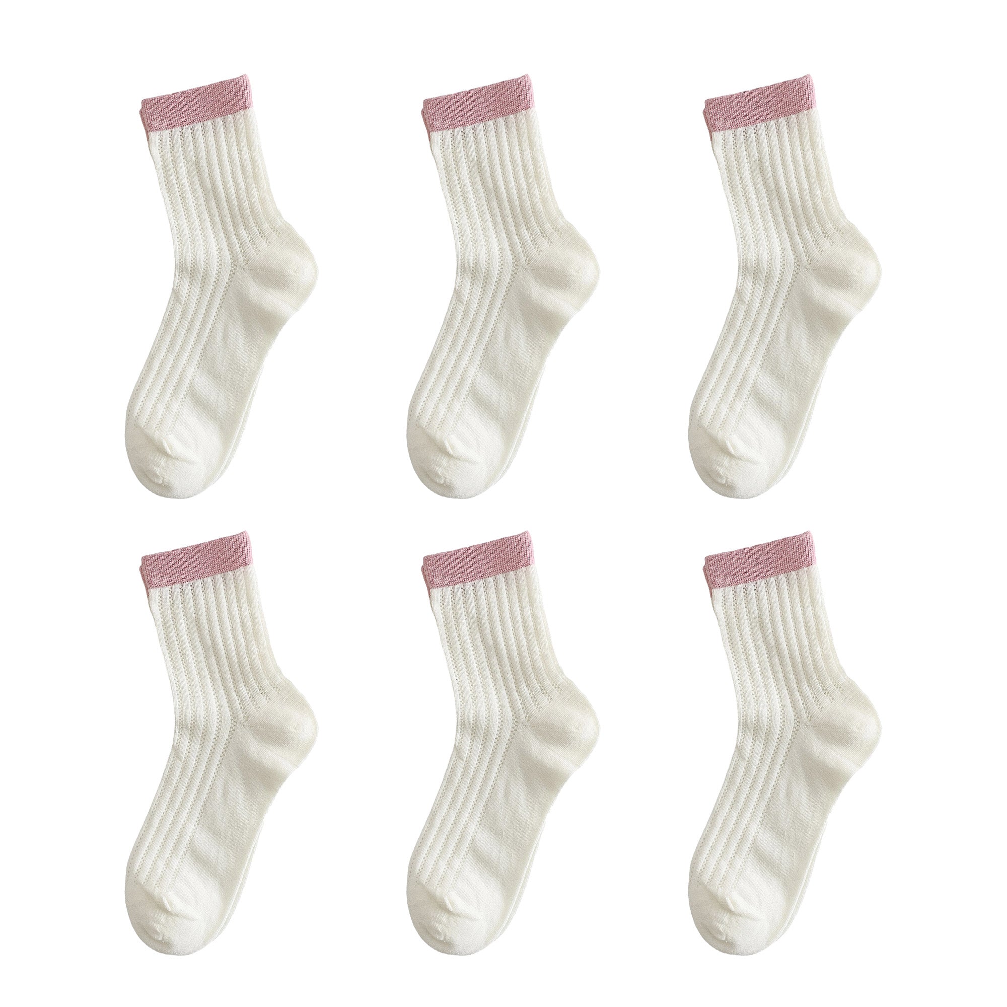 Anna-Kaci Womens Breathable Cotton Mesh Crew Socks 6 Pairs Lightweight