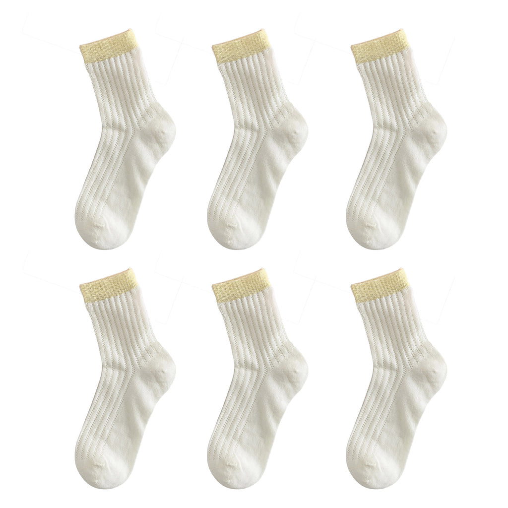Anna-Kaci Womens Breathable Cotton Mesh Crew Socks 6 Pairs Lightweight
