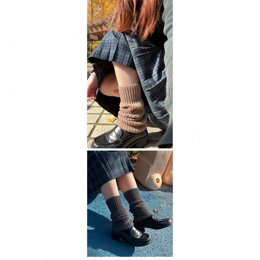 Anna-Kaci Women's Ribbed Knit Slouch Leg Warmers with Soft Stretch Texture and Pull On Design for Layered Styling 16in