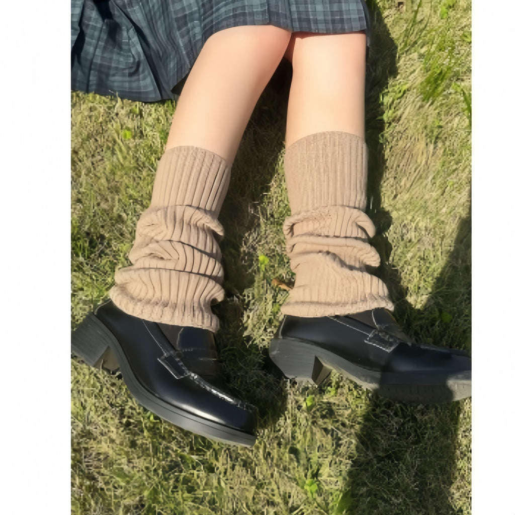 Anna-Kaci Women's Ribbed Knit Slouch Leg Warmers with Soft Stretch Texture and Pull On Design for Layered Styling 16in