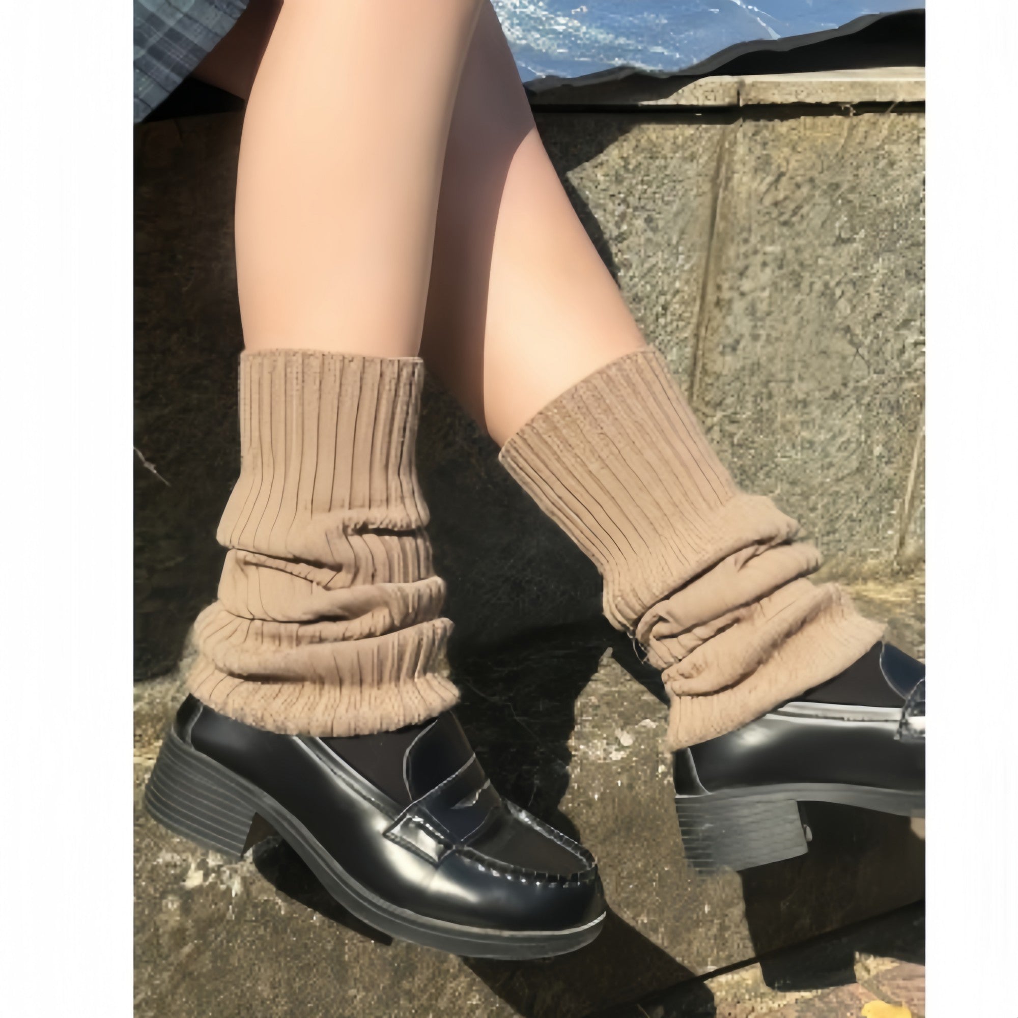 Anna-Kaci Women's Ribbed Knit Slouch Leg Warmers with Soft Stretch Texture and Pull On Design for Layered Styling 16in