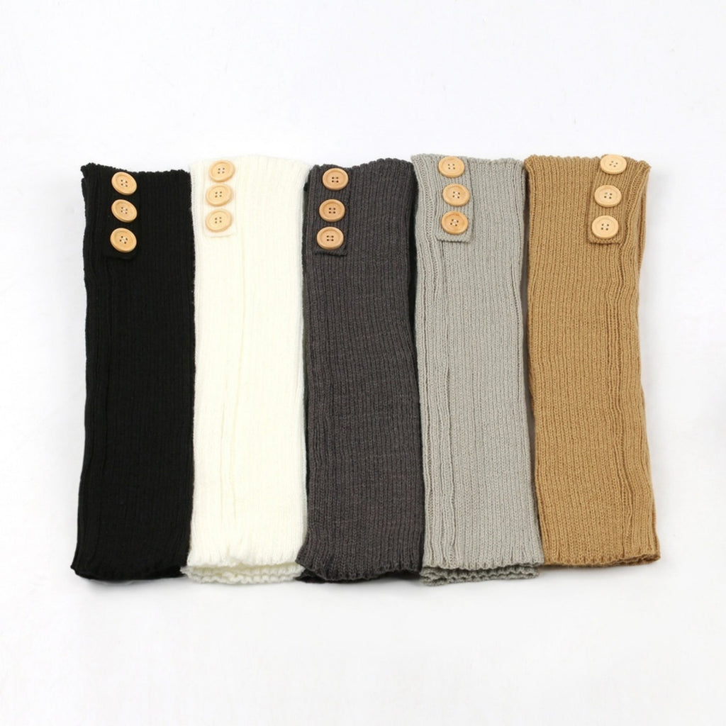 Anna-Kaci Women's Knit Leg Warmers with Decorative Button Detail Ribbed Texture Soft Stretch Fabric and Slouchy Fit