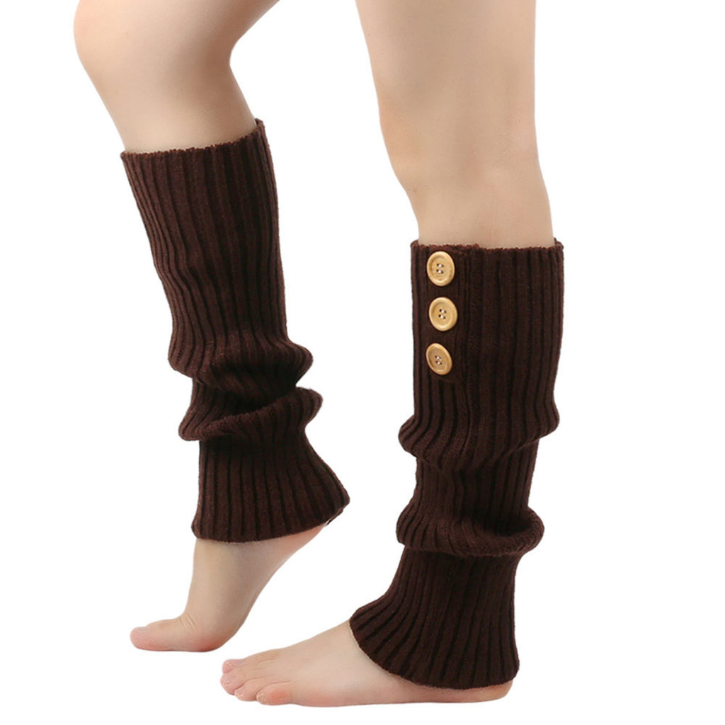 Anna-Kaci Women's Knit Leg Warmers with Decorative Button Detail Ribbed Texture Soft Stretch Fabric and Slouchy Fit