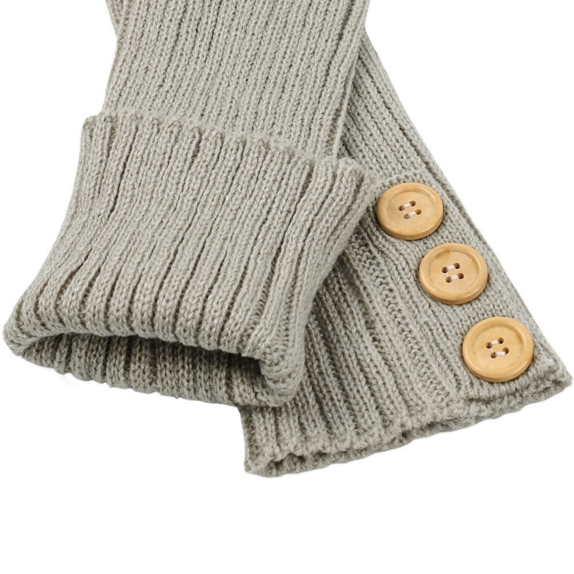 Anna-Kaci Women's Knit Leg Warmers with Decorative Button Detail Ribbed Texture Soft Stretch Fabric and Slouchy Fit