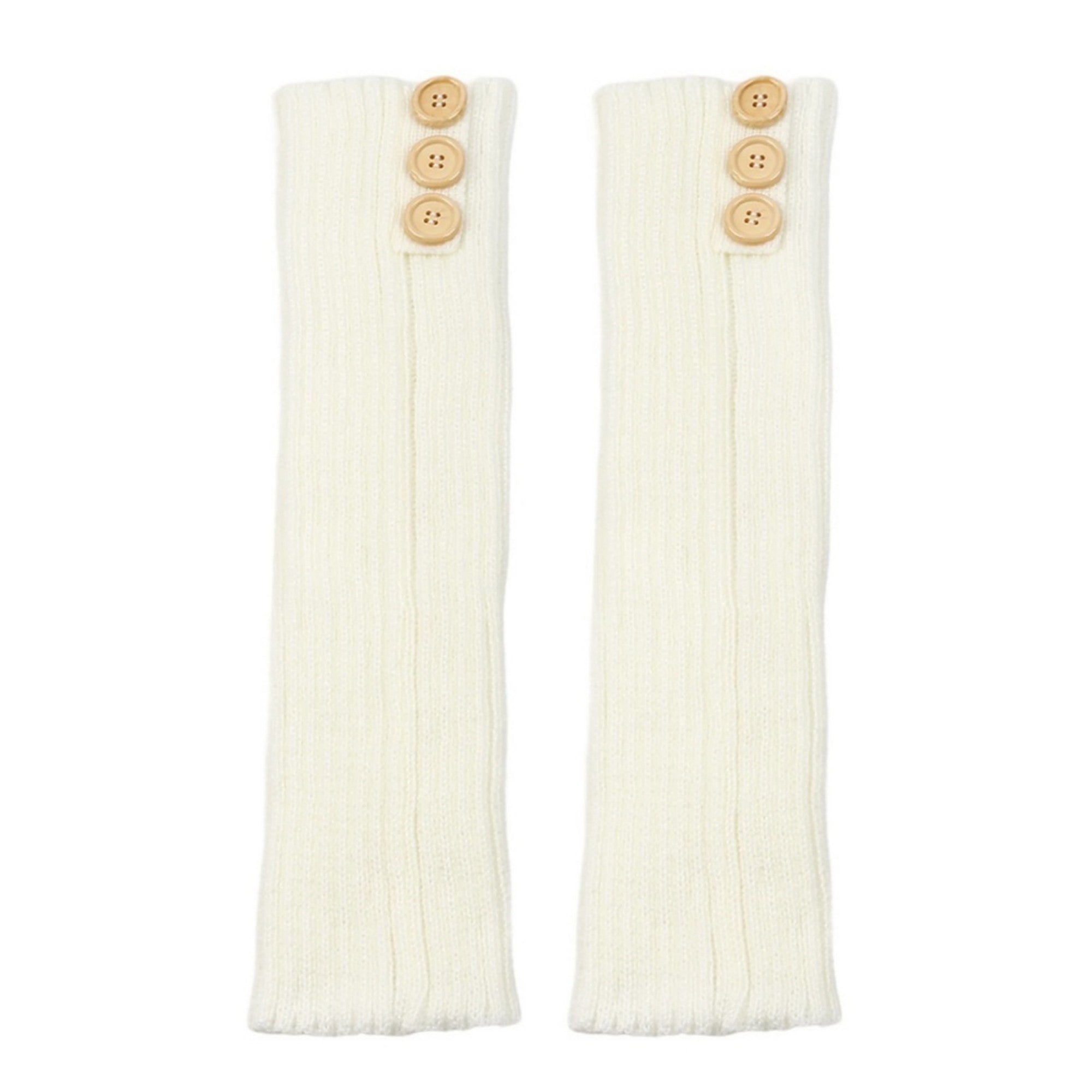 Anna-Kaci Women's Knit Leg Warmers with Decorative Button Detail Ribbed Texture Soft Stretch Fabric and Slouchy Fit