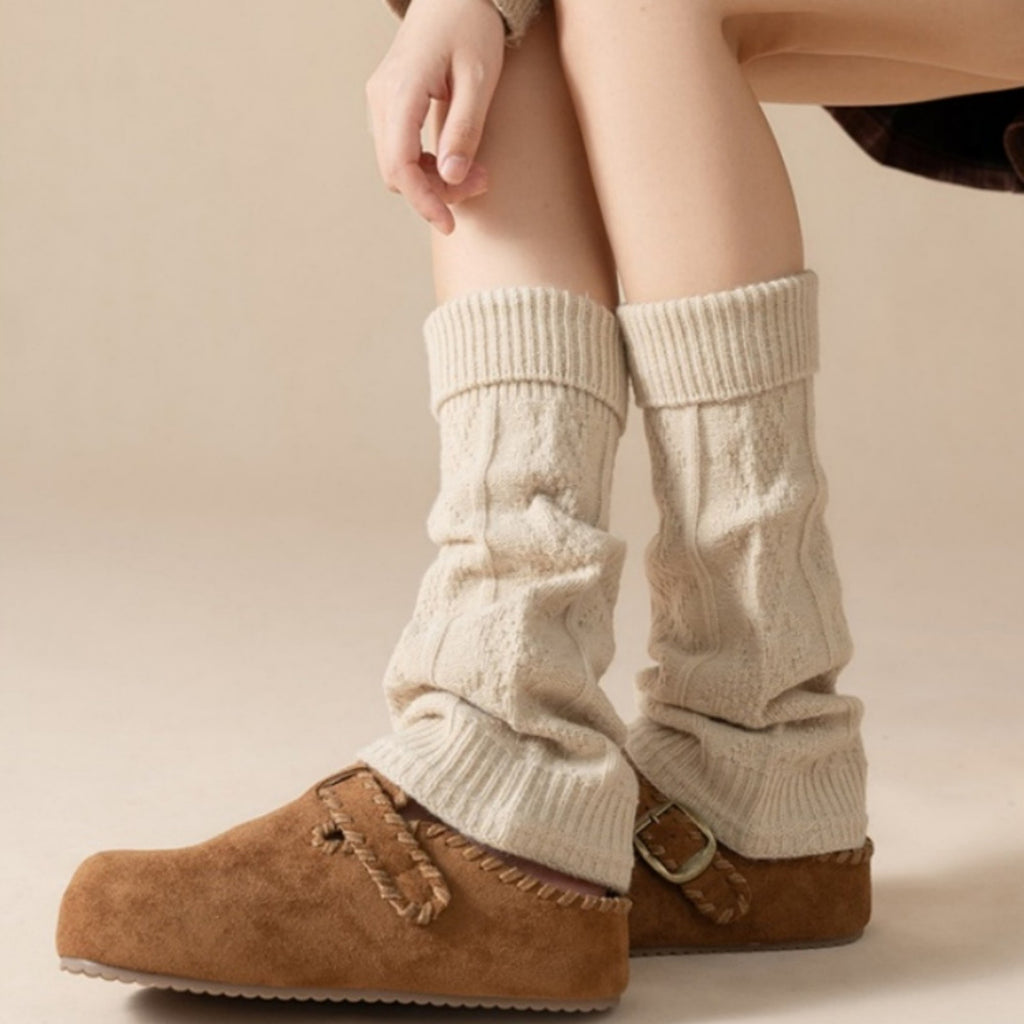 Anna-Kaci Women's Knit Leg Warmers with Textured Cable Pattern Soft Stretch Fabric and Slouchy Layered Fit