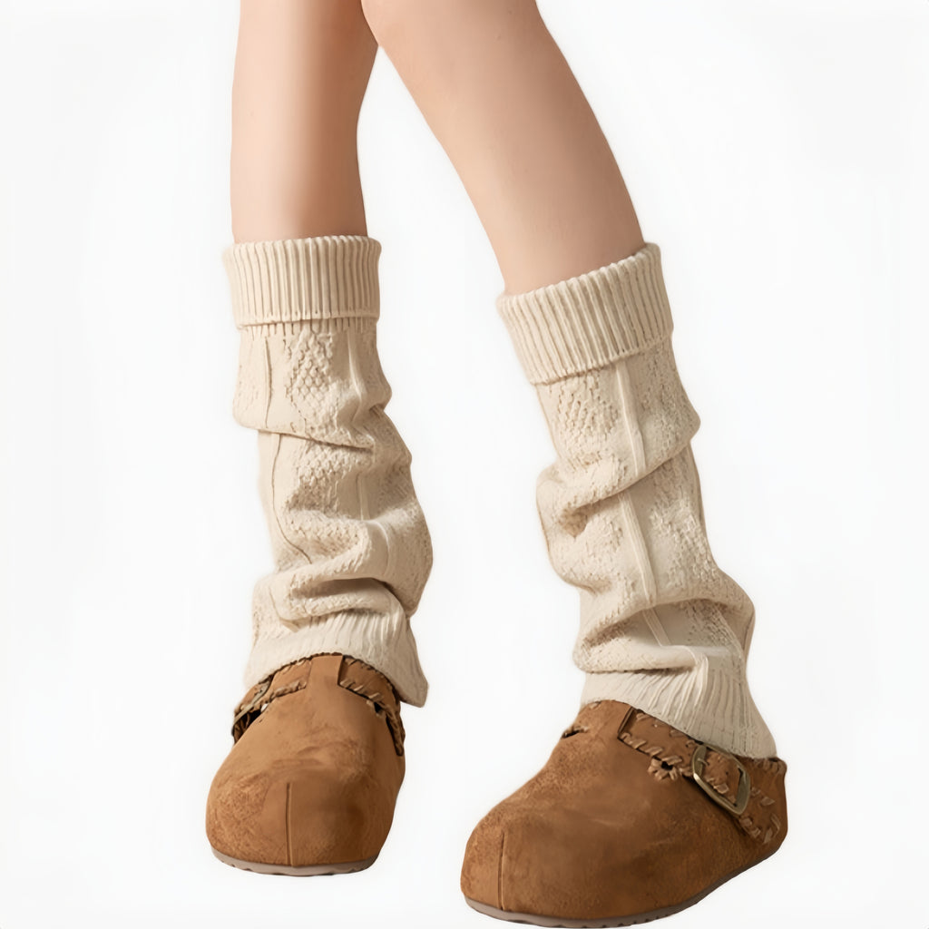 Anna-Kaci Women's Knit Leg Warmers with Textured Cable Pattern Soft Stretch Fabric and Slouchy Layered Fit