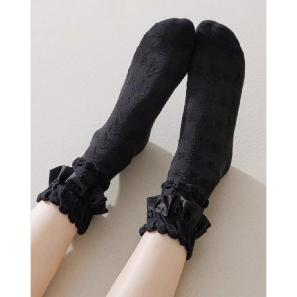 Anna-Kaci Women's 6-Piece Ruffle Trim Ankle Socks with Soft Stretch Fabric Breathable Lightweight Textured Knit