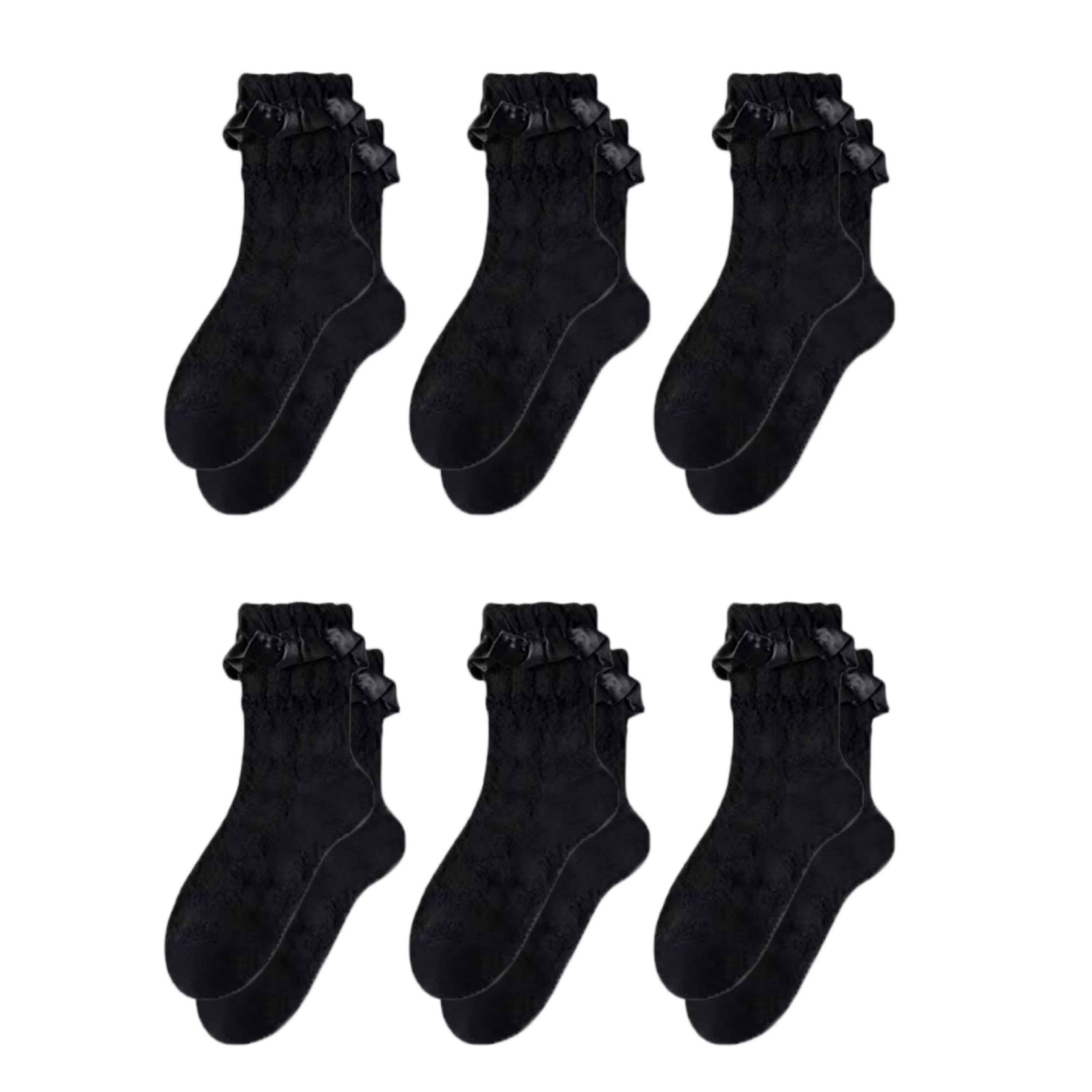 Anna-Kaci Women's 6-Piece Ruffle Trim Ankle Socks with Soft Stretch Fabric Breathable Lightweight Textured Knit