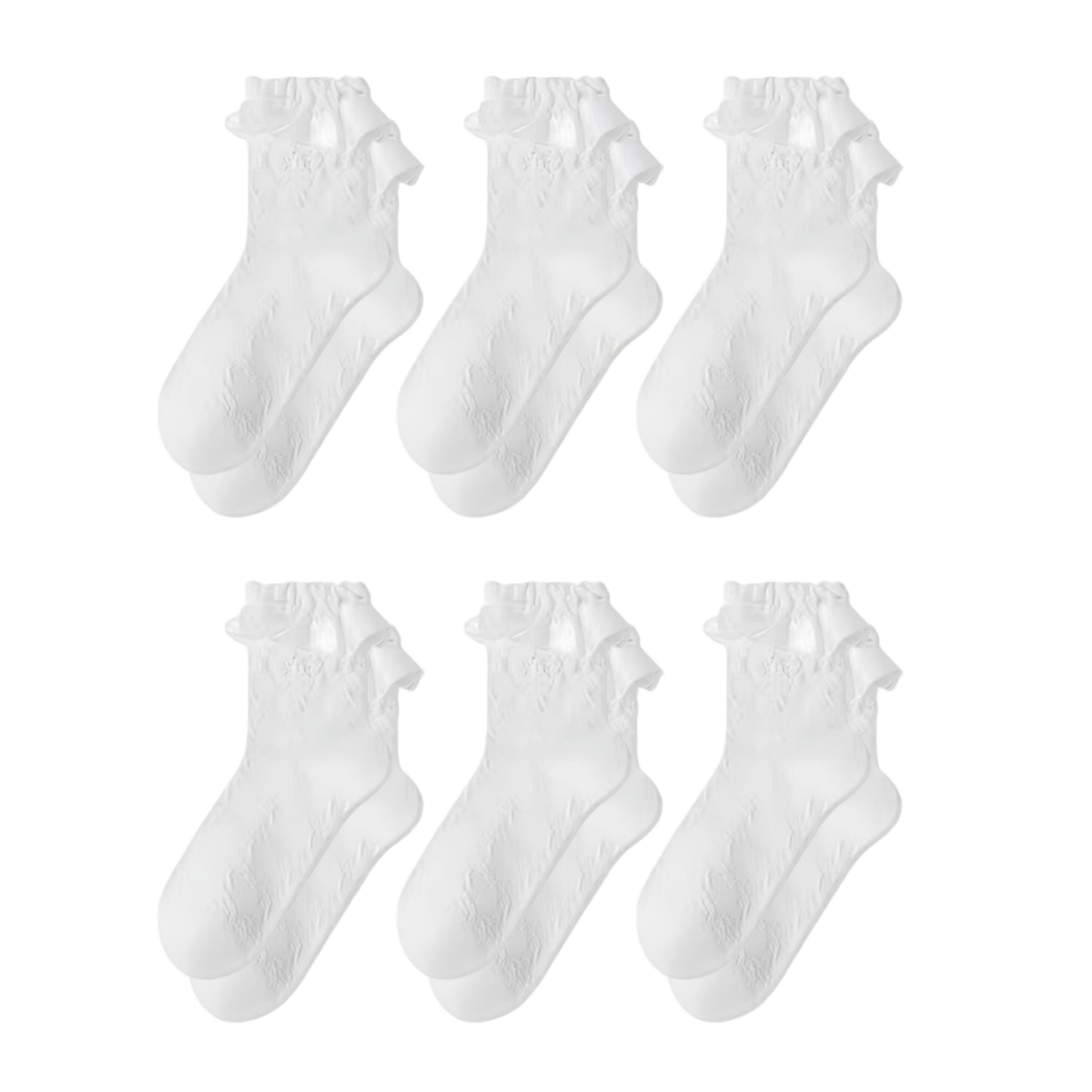 Anna-Kaci Women's 6-Piece Ruffle Trim Ankle Socks with Soft Stretch Fabric Breathable Lightweight Textured Knit